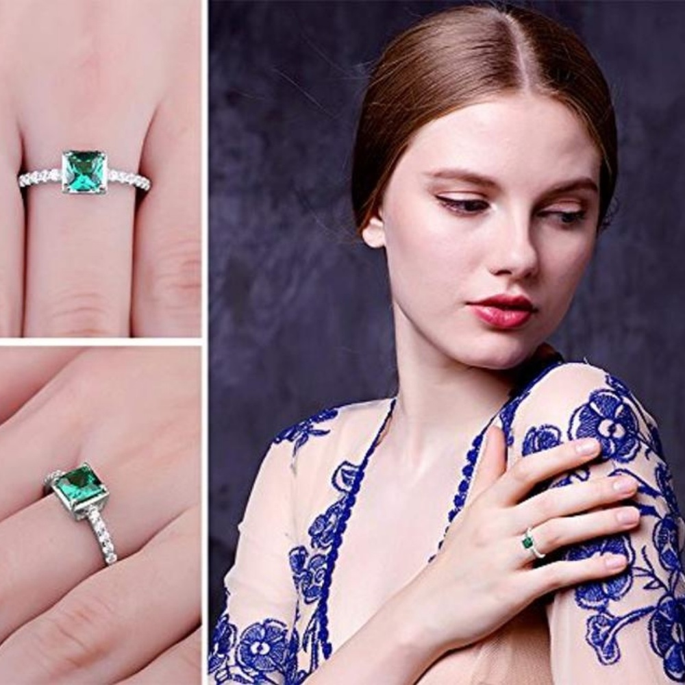 Nano Russian Emerald Ring - 925 Sterling Silver - Picture 3 of 6